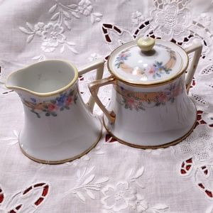 Vintage Art Deco Hand Painted Nippon Sugar and Creamer Set